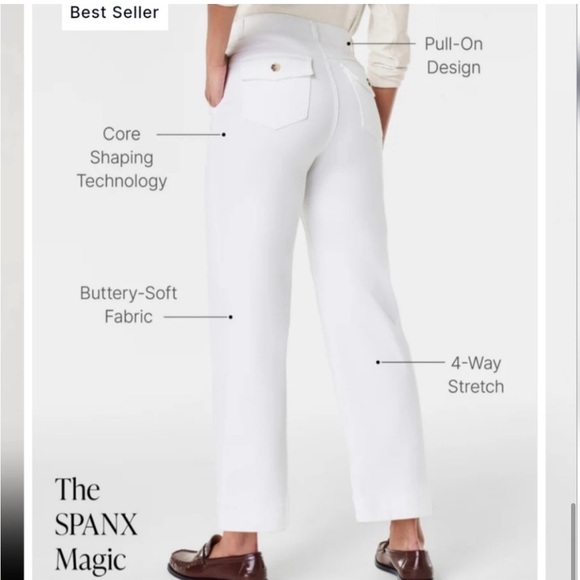 Spanx Stretch Twill Cropped Pant In Bright White, SIZE MEDIUM - Picture 7 of 7